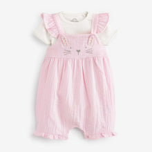 Load image into Gallery viewer, Pink Dungaree Set (0mth-18mths)
