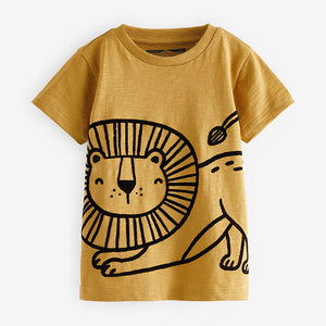 Ochre Yellow Lion Short Sleeve Character T-Shirt (3mths-6yrs)
