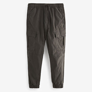 Charcoal Grey Regular Tapered Fit Stretch Utility Cargo Trousers