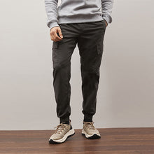 Load image into Gallery viewer, Charcoal Grey Regular Tapered Fit Stretch Utility Cargo Trousers
