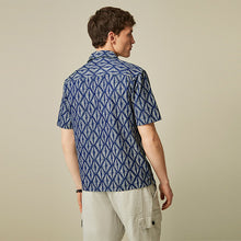 Load image into Gallery viewer, Navy Geo Printed Short Sleeve Shirt
