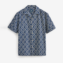 Load image into Gallery viewer, Navy Geo Printed Short Sleeve Shirt
