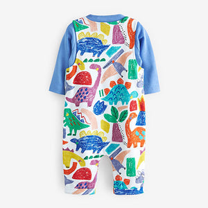 Bright Dinosaur 2 Piece Jersey Baby Dungarees And Bodysuit (0mths-18mths)