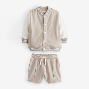 Cream/White Letterman Jacket and Short Set (3mths-6yrs)