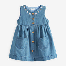 Load image into Gallery viewer, Denim Blue Button Front Cotton Dress (3mths-6yrs)

