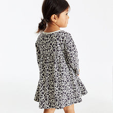 Load image into Gallery viewer, Monochrome Floral Long Sleeve Jersey Dress (3mths-6yrs)
