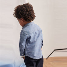 Load image into Gallery viewer, Blue Long Sleeve Chambray Shirt (3mths-6yrs)
