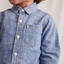 Load image into Gallery viewer, Blue Long Sleeve Chambray Shirt (3mths-6yrs)
