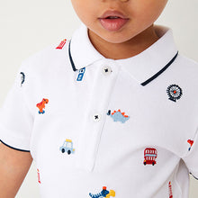 Load image into Gallery viewer, White London Embroidery Jersey Polo Shirt And Shorts Set (3mths-6yrs)
