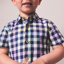 Load image into Gallery viewer, Navy Gingham Check Shirt (3mths-6yrs)
