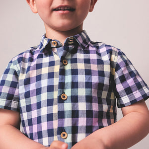 Navy Gingham Check Shirt (3mths-6yrs)