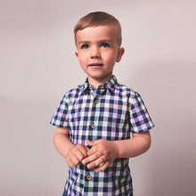 Load image into Gallery viewer, Navy Gingham Check Shirt (3mths-6yrs)
