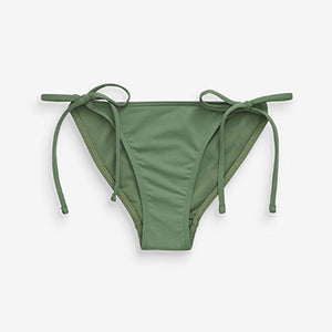 Khaki Green Tie Side Bikini Bottoms