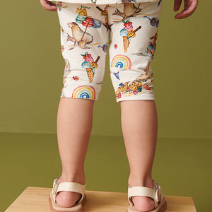 Cream Bunny Holiday Printed Cropped Leggings (3mths-6yrs)