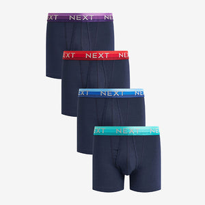 Navy Metallic Striped Waisband 4 Pack A-Front Boxers