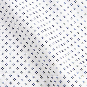White Print Regular Fit Short Sleeve Easy Iron Button Down Oxford Shirt