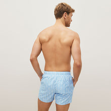 Load image into Gallery viewer, Blue /Ecru Cream Wave Printed Swim Shorts
