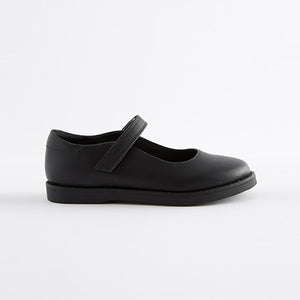 Black School Mary Jane Crepe Sole Shoes (Older Girls)