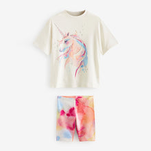 Load image into Gallery viewer, Pink Sequin Unicorn Oversized T-Shirt and Cycling Shorts Set (3-12yrs)
