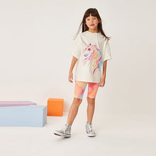 Load image into Gallery viewer, Pink Sequin Unicorn Oversized T-Shirt and Cycling Shorts Set (3-12yrs)
