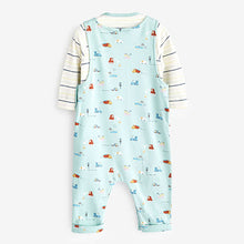 Load image into Gallery viewer, Mint Green Transport 2 Piece Jersey Baby Dungarees And Bodysuit (0mths-18mths)
