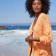 Load image into Gallery viewer, Fluro Orange Stitch Detail Cardigan
