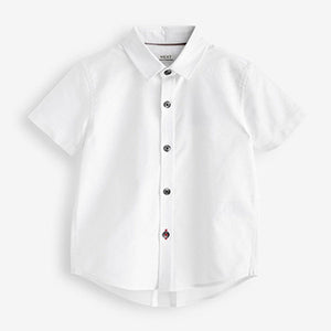 White Short Sleeve Trimmed Oxford Shirt (3mths-6yrs)
