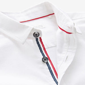 White Short Sleeve Trimmed Oxford Shirt (3mths-6yrs)