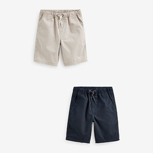 Pull-On Shorts Navy Blue / Cream Stone 2 Pack (3-12yrs)