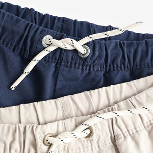 Pull-On Shorts Navy Blue / Cream Stone 2 Pack (3-12yrs)