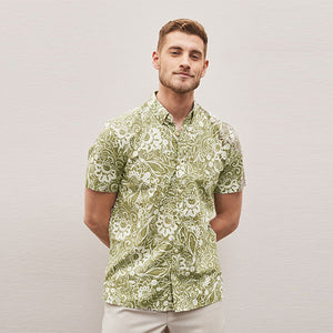 Green Hawaiian Printed Short Sleeve Shirt