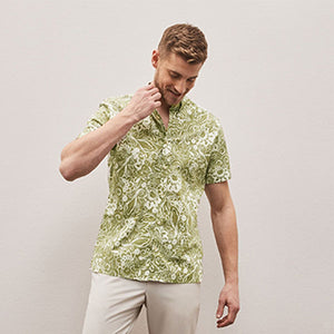 Green Hawaiian Printed Short Sleeve Shirt