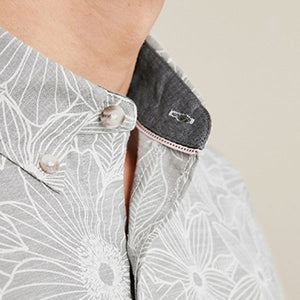 Grey Hawaiian Printed Short Sleeve Shirt