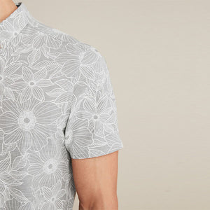 Grey Hawaiian Printed Short Sleeve Shirt