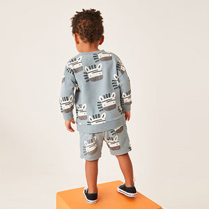 Blue Zebra All Over Print Sweatshirt and Shorts Set (3mths-6yrs)