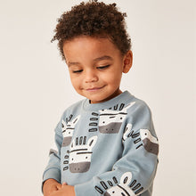 Load image into Gallery viewer, Blue Zebra All Over Print Sweatshirt and Shorts Set (3mths-6yrs)
