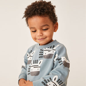 Blue Zebra All Over Print Sweatshirt and Shorts Set (3mths-6yrs)