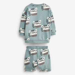 Blue Zebra All Over Print Sweatshirt and Shorts Set (3mths-6yrs)