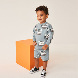 Blue Zebra All Over Print Sweatshirt and Shorts Set (3mths-6yrs)