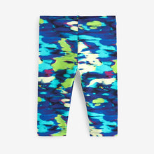 Load image into Gallery viewer, Blue/Green Digital Tie Dye Print Cropped Leggings (3-12yrs)
