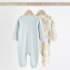 Blue Footless Zip Baby Sleepsuits 2 Pack (0mths-18nths)