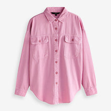 Load image into Gallery viewer, Pink Oversized Denim Shirt
