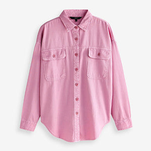 Pink Oversized Denim Shirt