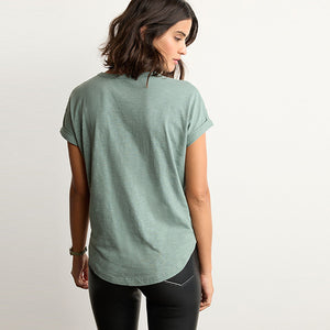 Sage Green Embellished Star Scatter Sparkle Star Short Sleeve T-Shirt