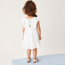 Load image into Gallery viewer, White Jersey Woven Mix Embroidered Dress (3mths-6yrs)
