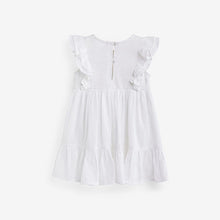 Load image into Gallery viewer, White Jersey Woven Mix Embroidered Dress (3mths-6yrs)
