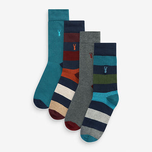 Blue/Grey Stripe Cushioned Heavyweight Socks in Blue/Grey