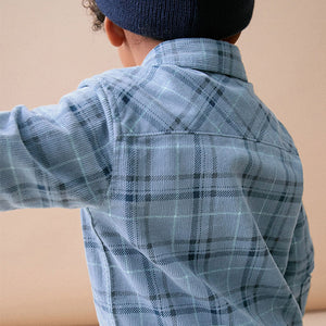 Blue Check Corduroy Long Sleeve Shirt (3mths-6yrs)