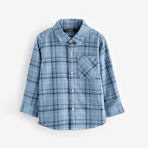 Blue Check Corduroy Long Sleeve Shirt (3mths-6yrs)