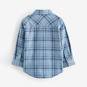 Blue Check Corduroy Long Sleeve Shirt (3mths-6yrs)